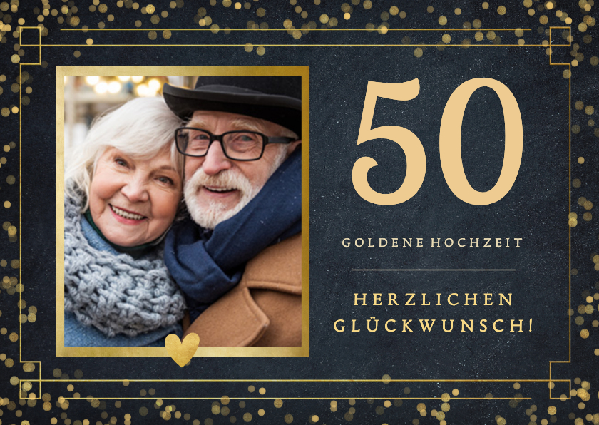 Glückwunschkarten - Goldene Hochzeit Glückwunschkarte 50 mit Foto