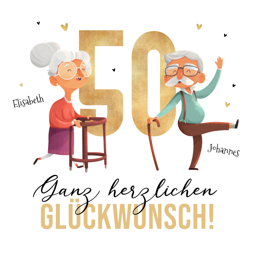 Glückwunschkarten - Goldene Hochzeit Glückwunschkarte lustiges Ehepaar