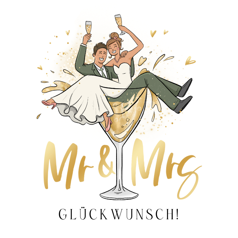 Grußkarte Glückwunsch Hochzeit Brautpaar im Sektglas - Glückwunschkarten Glückwunschkarten - Grußkarte Glückwunsch Hochzeit Brautpaar im Sektglas