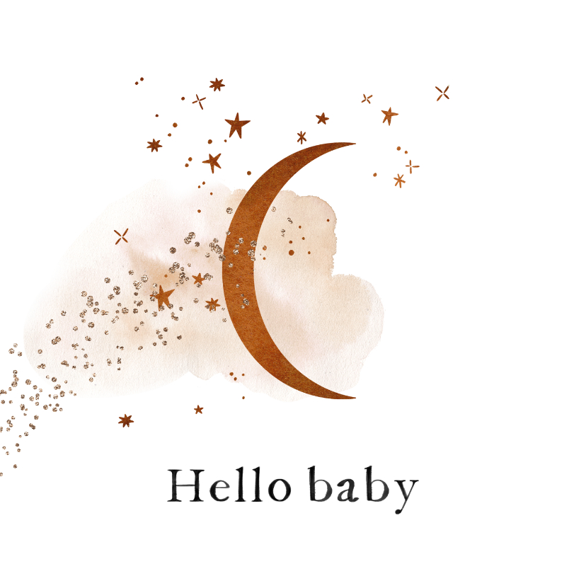 Glückwunschkarten - 'Hello Baby' Glückwunschkarte Mond