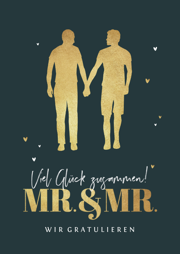 Glückwunschkarten - Hochzeit Glückwunschkarte Mr. & Mr. gold