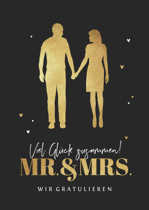 Glückwunschkarten - Hochzeit Glückwunschkarte Mr. & Mrs. gold