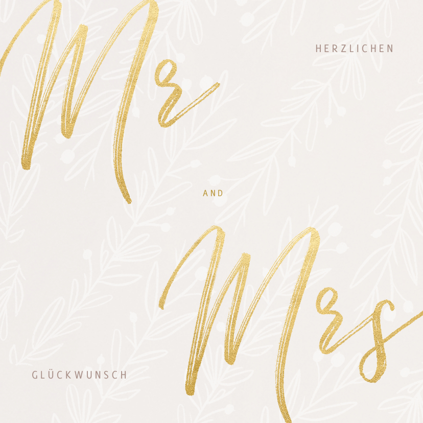 Glückwunschkarten - Hochzeit Karte Glückwunsch Mr. and Mrs.