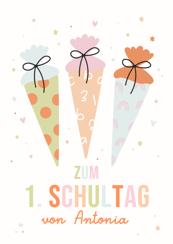 Glückwunschkarten - Karte Glückwunsch Schulanfang 3 Schultüten