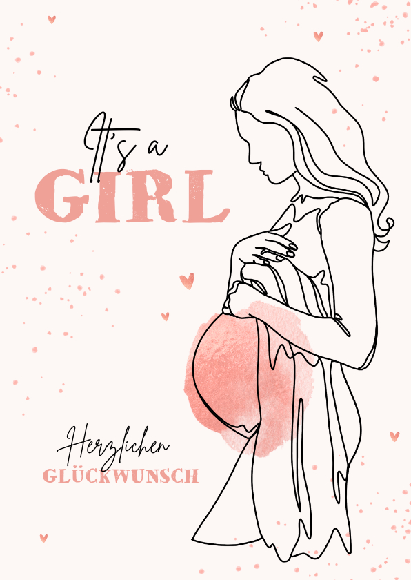 Glückwunschkarten - Karte Glückwunsch schwanger mit Mädchen
