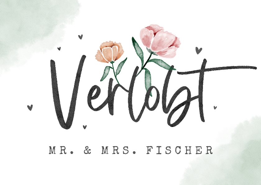 Glückwunschkarten - Karte Glückwunsch 'Verlobt' mit Blumen