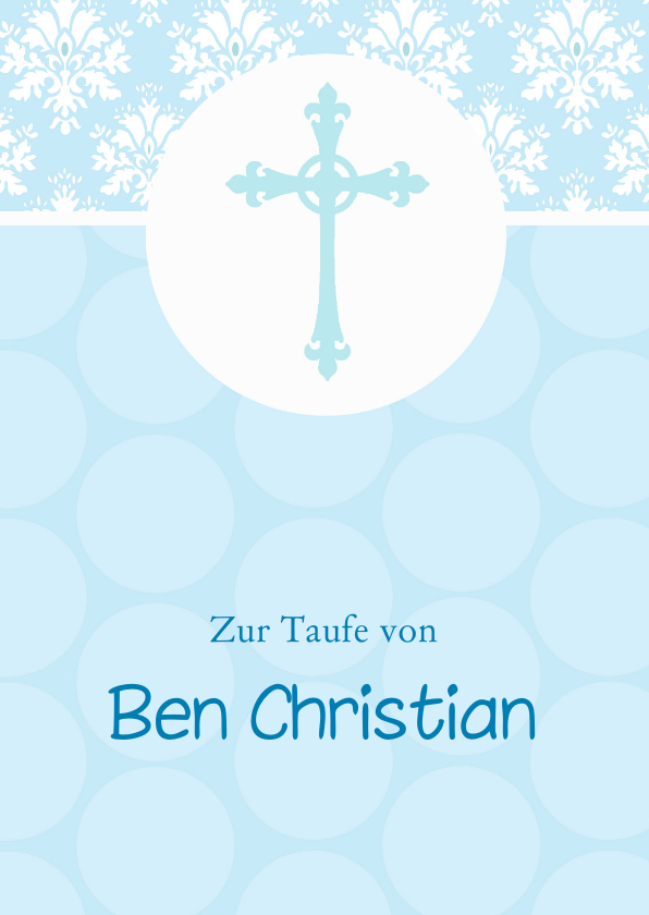 Glückwunschkarten - Karte Gratulation Taufe Kreuz klassisch hellblau