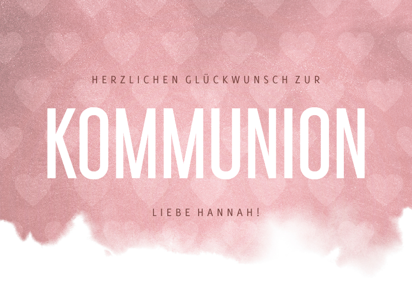 Glückwunschkarten - Kommunions-Glückwunschkarte rosa Herzen