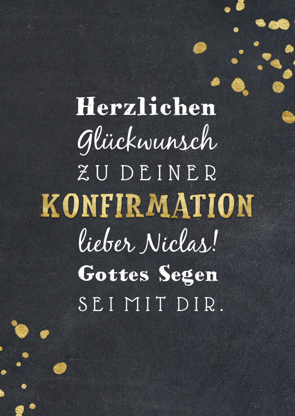 Glückwunschkarten - Konfirmation Glückwunschkarte Goldakzente