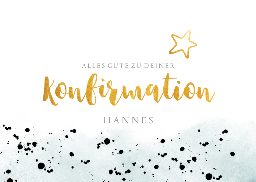 Glückwunschkarten - Konfirmation Gratulationskarte Aquarell blau