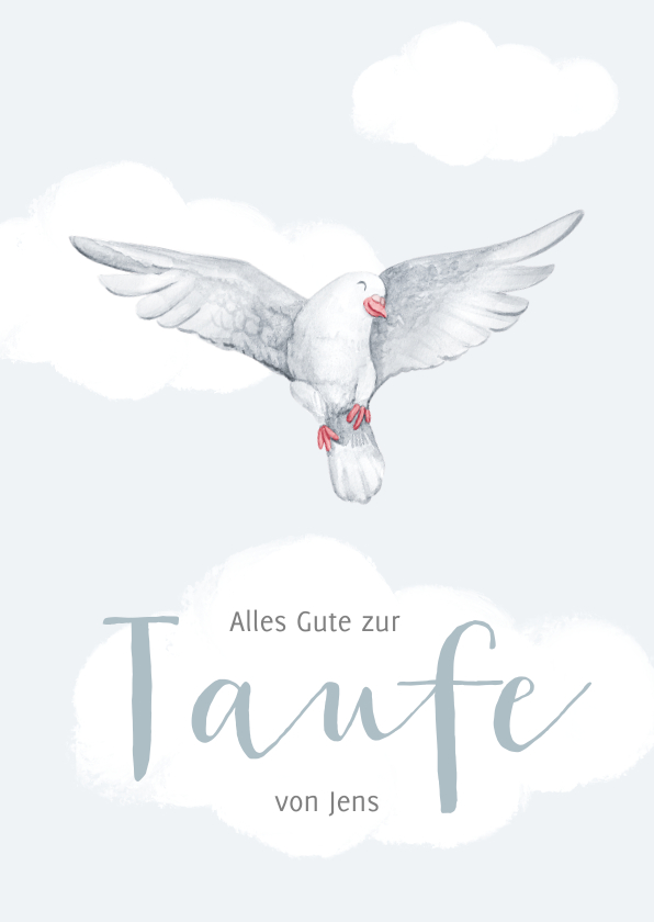 Glückwunschkarten - Taufe Gratulationskarte mit Taube und Wolken