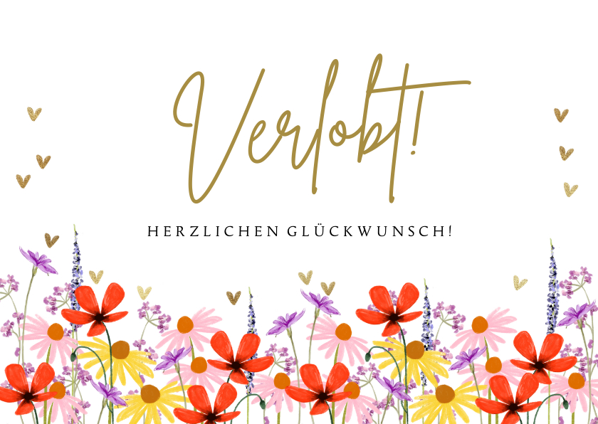 Glückwunschkarten - Verlobung Glückwunschkarte Blumenwiese