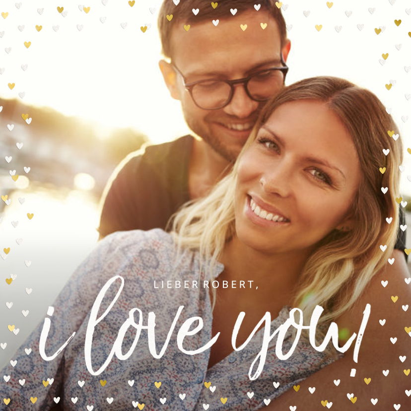 Grußkarten - Foto-Liebeskarte i love you mit Herzrahmen