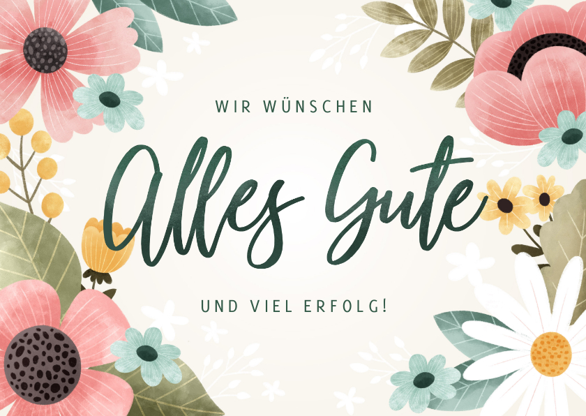 Grußkarten - Grußkarte Alles Gute mit Blumenmuster