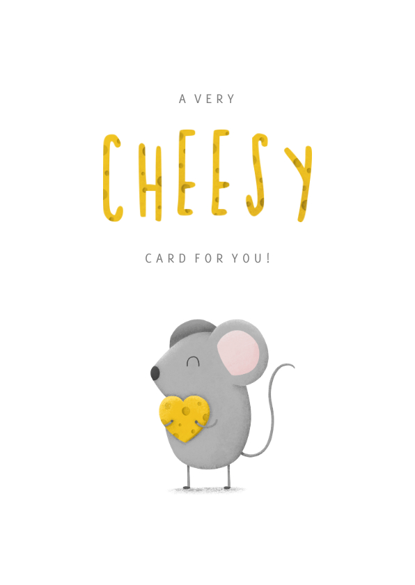 Grußkarten - Grußkarte 'Cheesy' Maus mit Herz