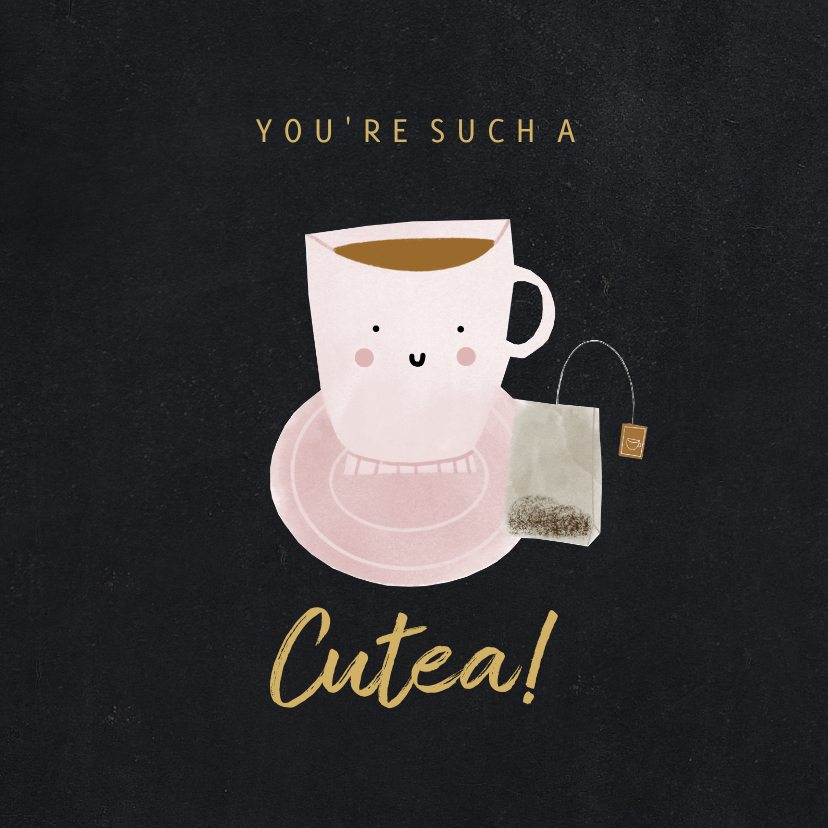 Grußkarten - Grußkarte 'cutea' mit Teetasse und Foto innen