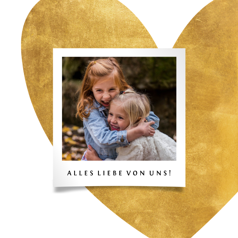 Grußkarten - Grußkarte Foto & Herz Goldlook