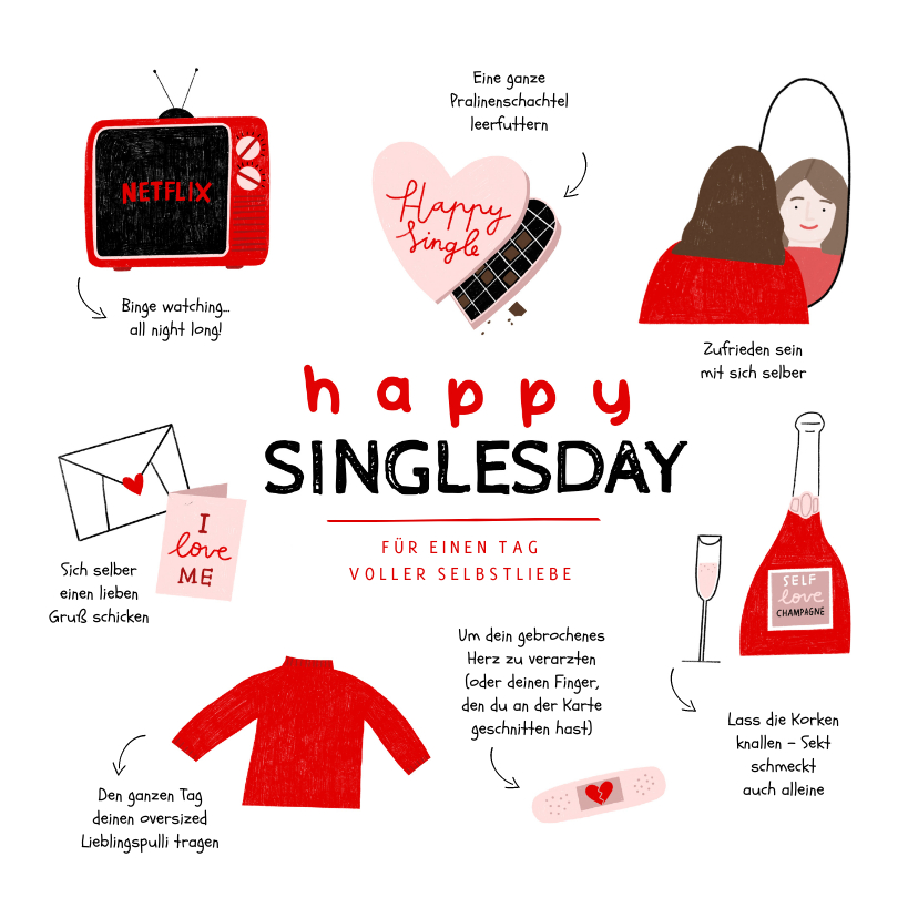 Grußkarten - Grußkarte Happy Single Day