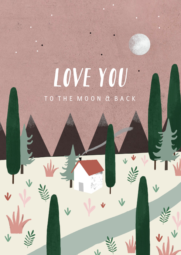 Grußkarten - Grußkarte 'Love you to the moon and back'