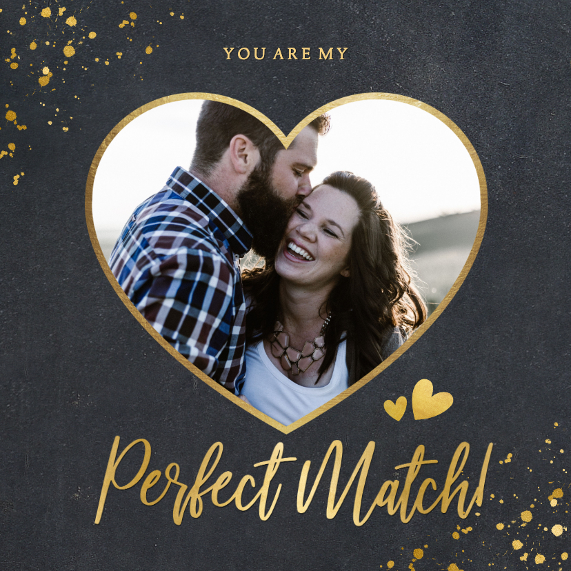 Liebeskarte Foto in Herz 'Perfect Match' - Grußkarten Grußkarten - Liebeskarte Foto in Herz 'Perfect Match'