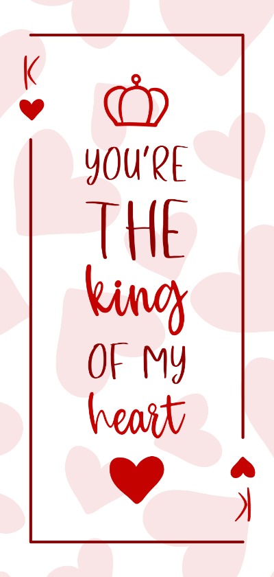 Grußkarten - Liebeskarte 'king of my heart' mit rosa Herzen