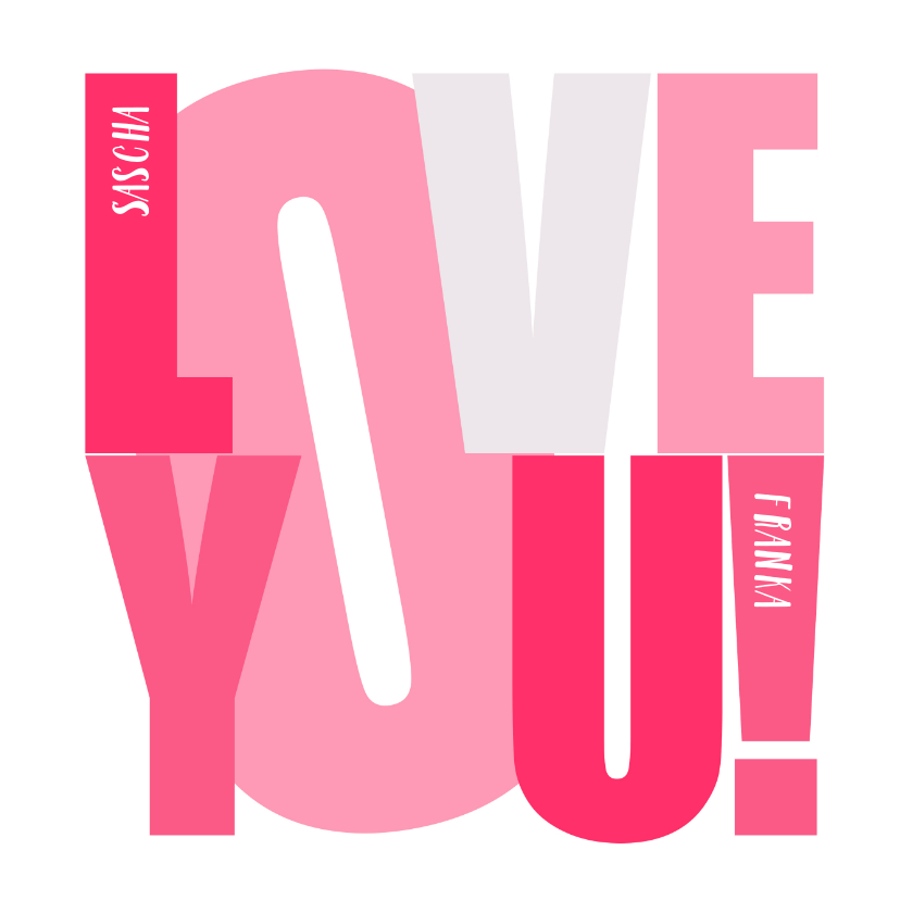 Grußkarten - Love you Karte Text in pink