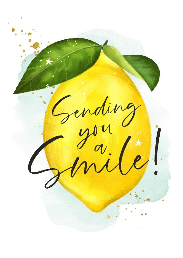 Grußkarten - Zitronen-Grußkarte 'Sending you a smile'