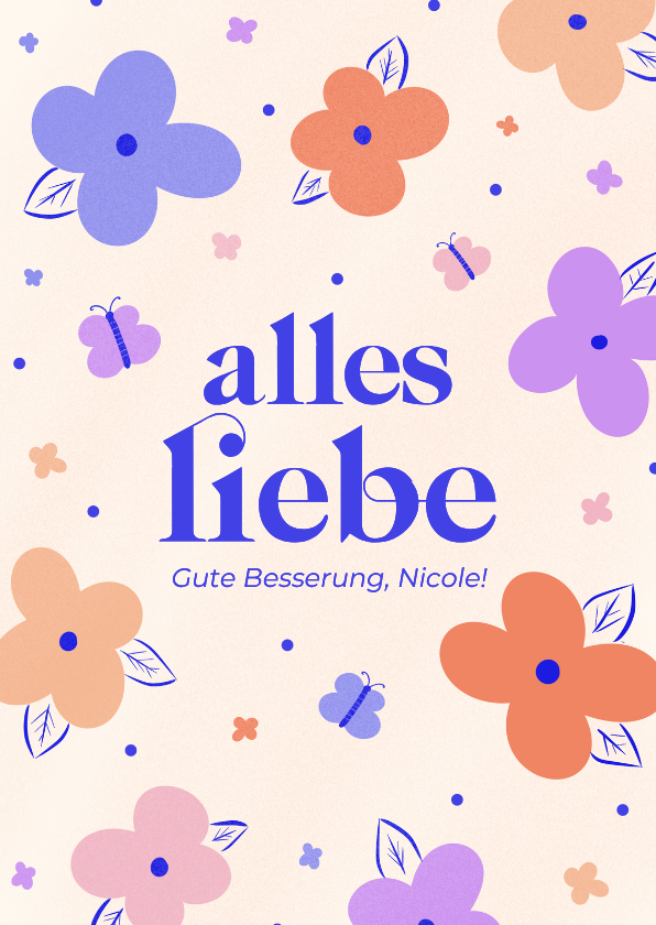Gute Besserung - Blumenkarte Gute Besserung 'Alles Liebe'