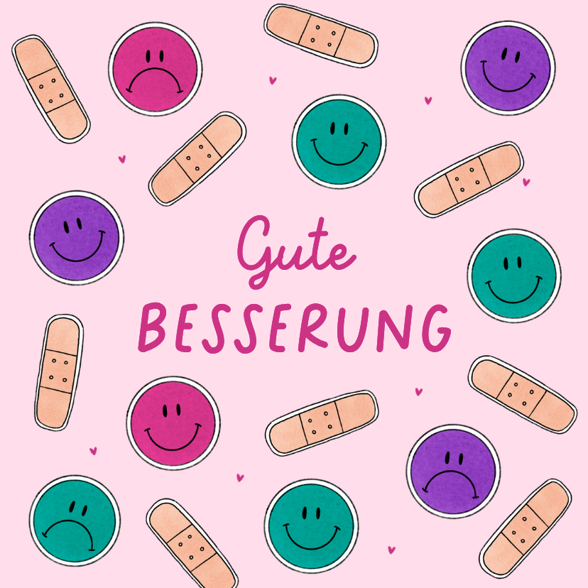 Gute Besserung Karte Smileys mit Pflaster - Gute Besserung Gute Besserung - Gute Besserung Karte Smileys mit Pflaster