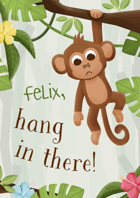 Gute Besserung - Karte Gute Besserung Affe 'Hang in there'