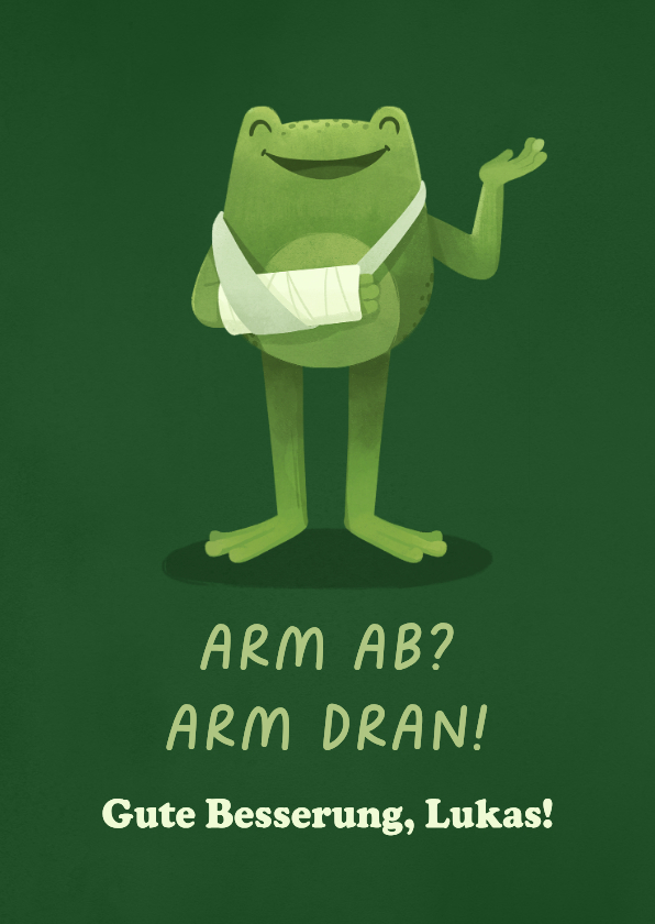 Gute Besserung - Karte Gute Besserung Arm gebrochen Frosch