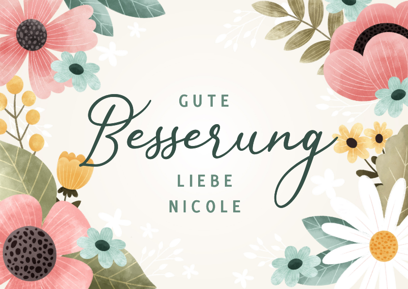 Gute Besserung - Karte Gute Besserung Frühlingsblumen