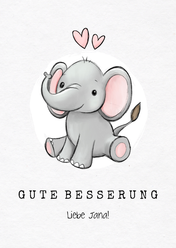 Gute Besserung - Karte Gute Besserung für Kind mit Elefant
