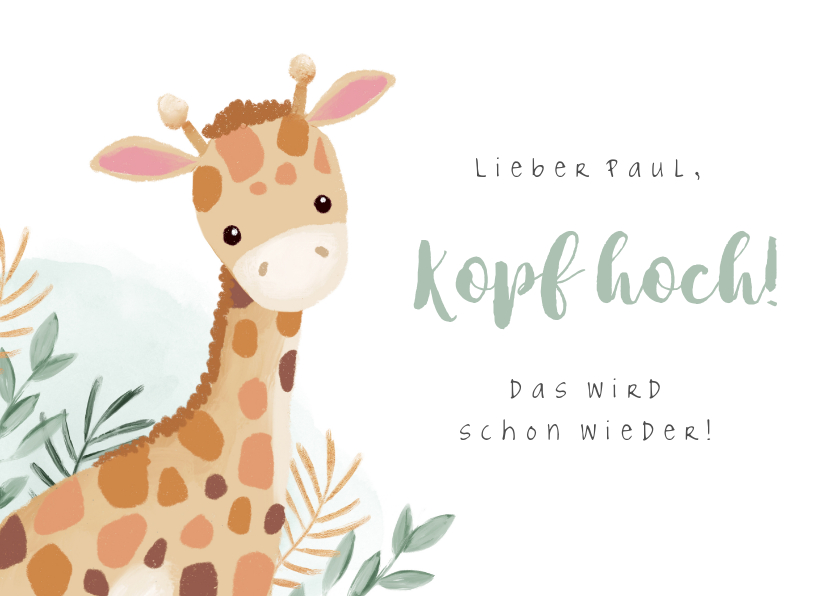 Gute Besserung - Karte Gute Besserung für Kind mit Giraffe