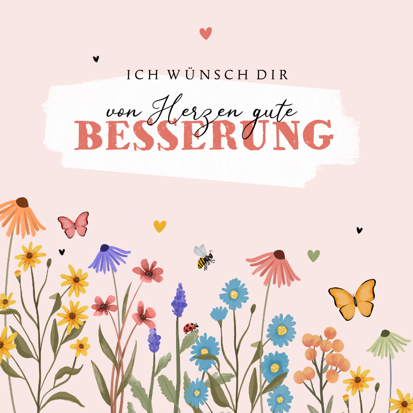 Gute Besserung - Karte zur guten Besserung Blumenwiese