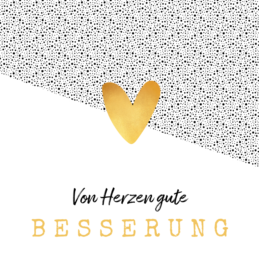 Gute Besserung - Karte zur guten Besserung Punkte, Herz und Foto innen