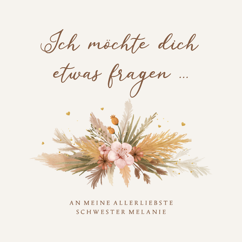 Boho-Karte Trauzeugin fragen Trockenblumenstrauß - Hochzeitskarten Hochzeitskarten - Boho-Karte Trauzeugin fragen Trockenblumenstrauß