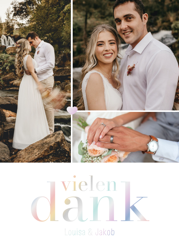 Hochzeitskarten - Dankeskarte Hochzeit Fotos & Vielen Dank holografisch