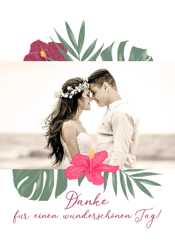 Hochzeitskarten - Dankeskarte Hochzeit mit Hibiskus