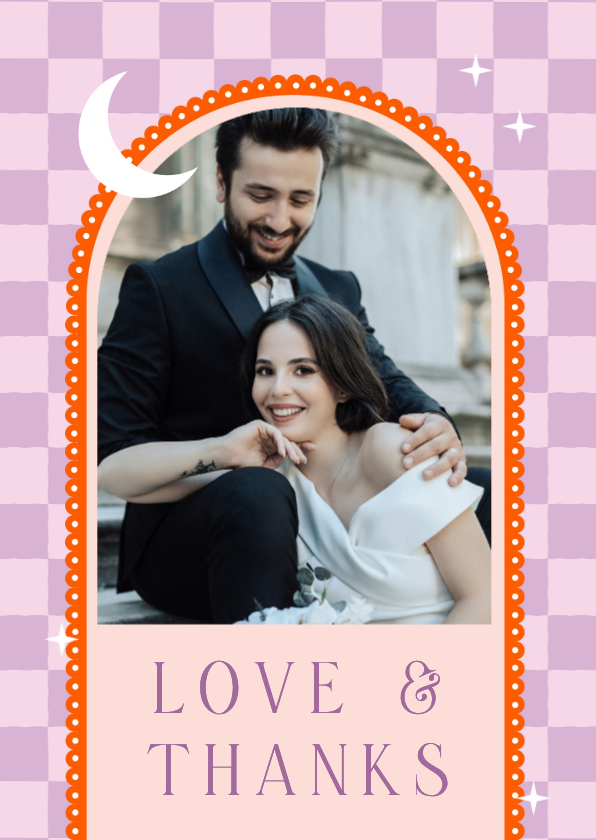 Dankeskarte Karomuster mit Foto Hochzeit - Hochzeitskarten Hochzeitskarten - Dankeskarte Karomuster mit Foto Hochzeit