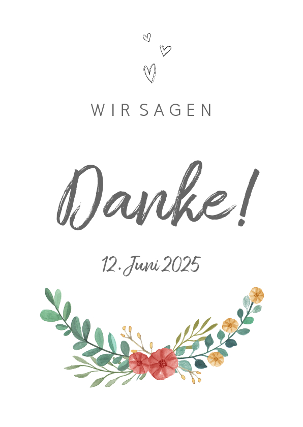 Hochzeitskarten - Dankeskarte zur Hochzeit Blumenornamente