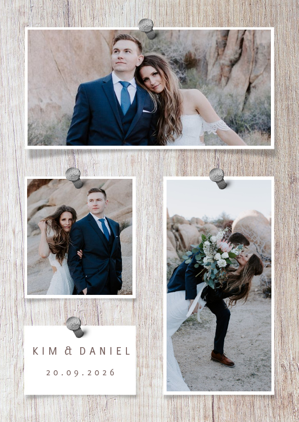 Hochzeitskarten - Dankeskarte zur Hochzeit Fotos auf Holz