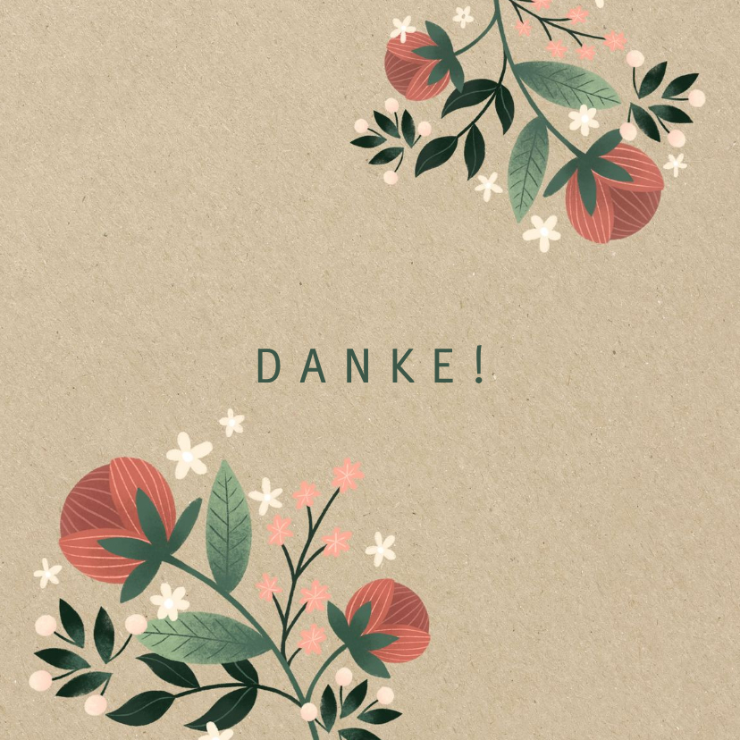 Hochzeitskarten - Dankeskarte zur Hochzeit mit Foto im botanischen Look 