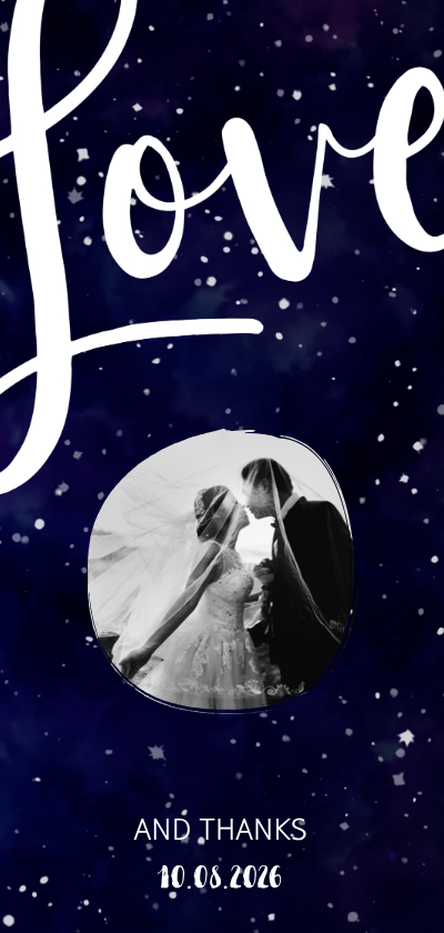 Hochzeitskarten - Dankeskarte zur Hochzeit mit Foto im Galaxy Design