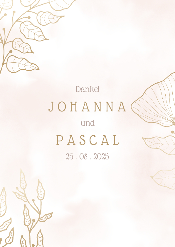 Dankeskarte zur Hochzeit mit Foto und eleganten Blumen Dankeskarte zur Hochzeit mit Foto und eleganten Blumen