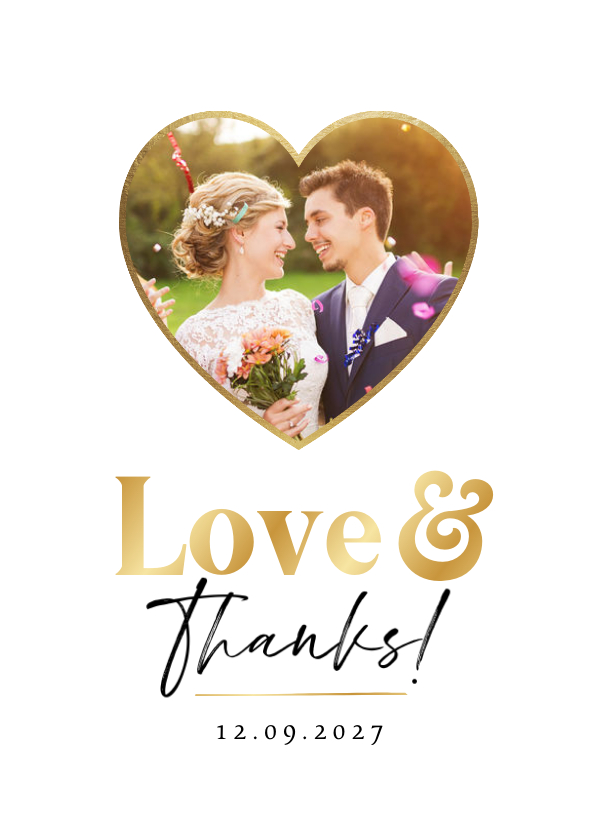 Dankeskarte zur Hochzeit Namen Goldschrift - Hochzeitskarten Hochzeitskarten - Dankeskarte zur Hochzeit Namen Goldschrift