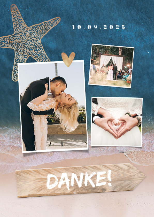 Hochzeitskarten - Dankeskarte zur Hochzeit Strandsommer