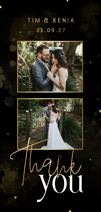 Hochzeitskarten - Danksagung Hochzeit Fotos schwarz-gold
