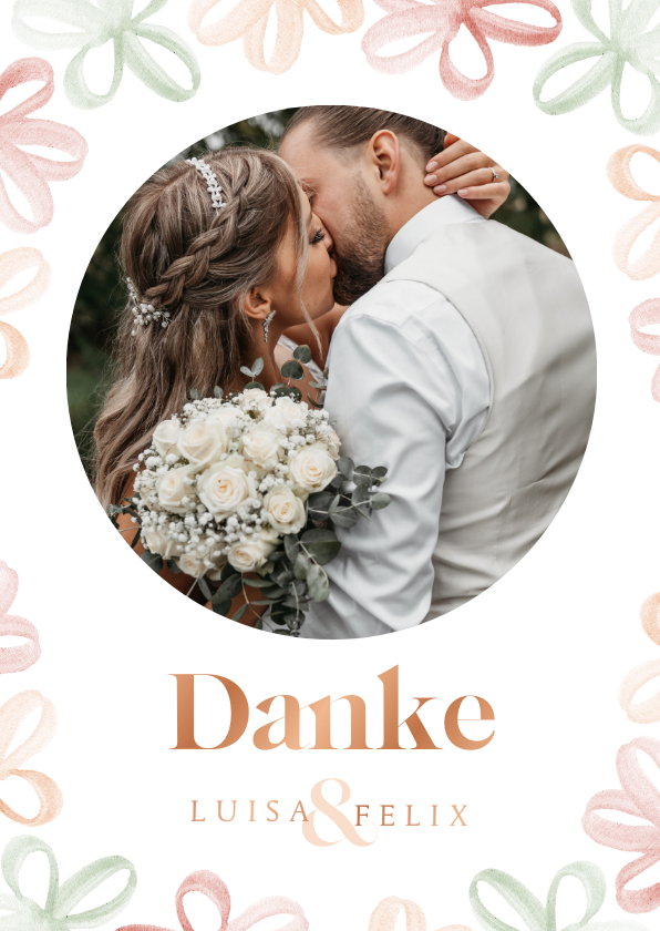 Danksagung Hochzeit Frühlingsblumen, Foto & Kupferdruck - Hochzeitskarten Hochzeitskarten - Danksagung Hochzeit Frühlingsblumen, Foto & Kupferdruck