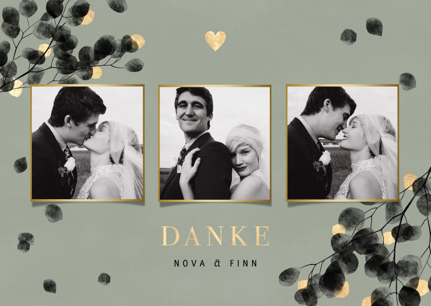 Hochzeitskarten - Danksagung Hochzeitsfeier Eukalyptus schwarz Fotos